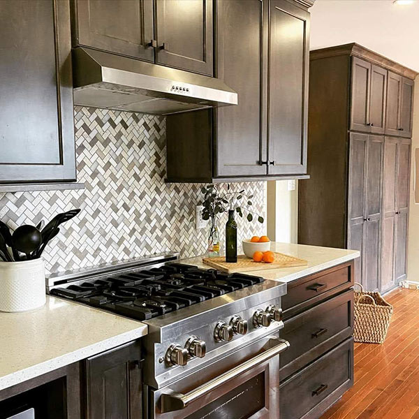 ventillation chimney and wooden cabinets